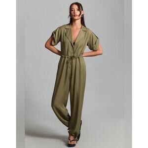 Tiny Anthropologie Heidi Military Style Jumpsuit Womens Size Small Army Green